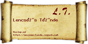 Lencsés Tünde névjegykártya
